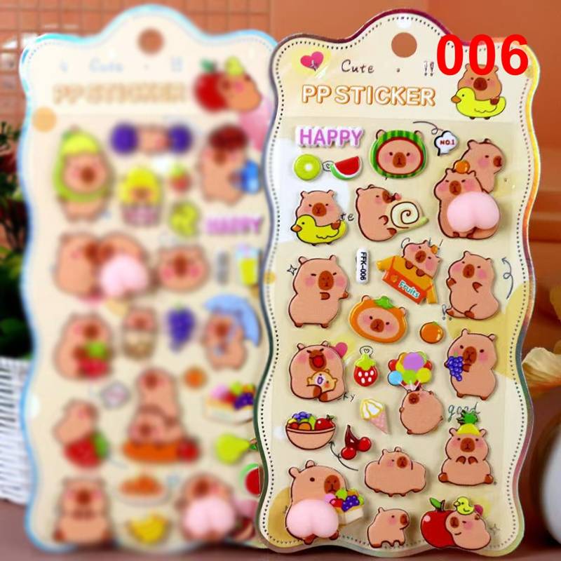Kawaii Animals Butt Stickers Soft Pinched Happy Buttocks Sticker 3D Puffy Squishy Stress Relief Stickers DIY Phone Case Decor