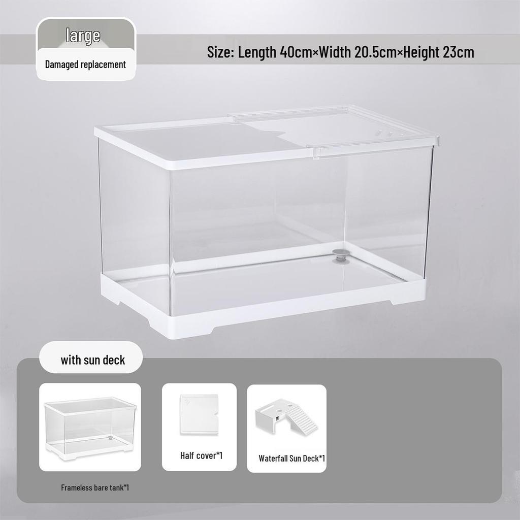 Компактный террариум для черепахи с платформой для обогрева - Элегантная настольная среда обитания с крышкой для экологичной гостиной