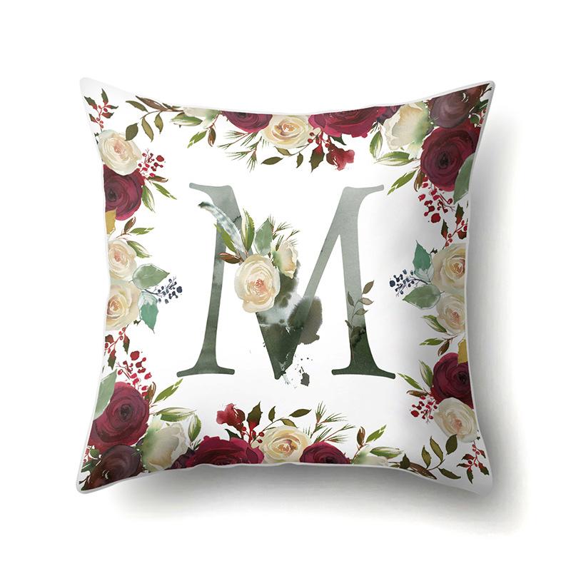 Полиэстеровая наволочка Американский Ретро Цветок Растение 26 Английских Букв Наволочка для Подушки Автомобильная Наволочка
