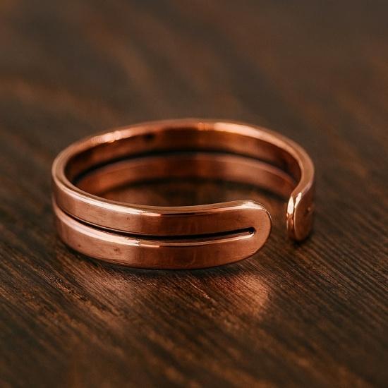 Pure Copper Double Slotted Band Ring, Minimalist Open Cuff Arthritis Jewelry, Adjustable Unisex Ring