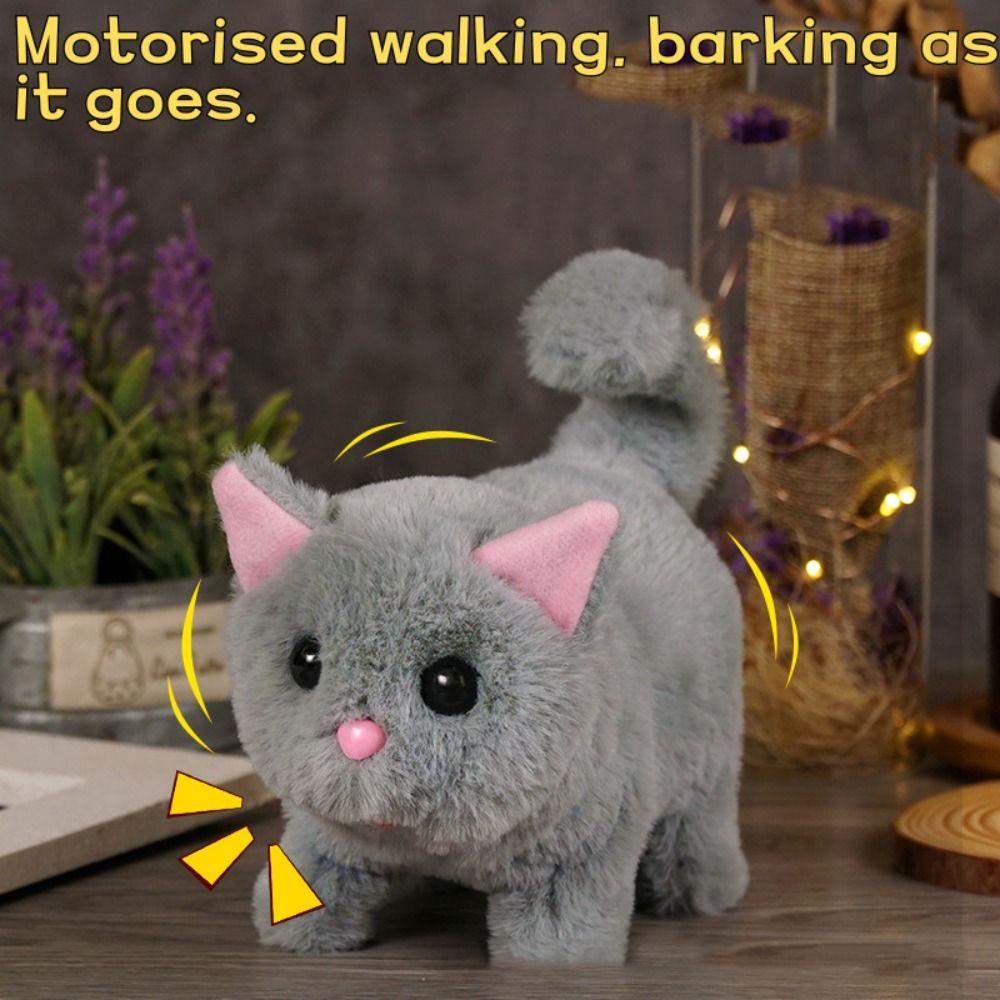 Stuffed Animal Electronic Stuffed Doll Tail Wagging Walking Interactive Cat Boys Girl
