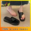 2025 лето и осень новая верхняя одежда повседневная универсальная пляжная прохладная обувь женские черные мягкая подошва закрытый носок удобные тапочки