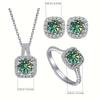 925 Sterling Silver Women's Round Cut D Color Moissanite Jewelry Set Real 925 Silver Pendant Necklace And Stud Earrings For Women Fine Jewelry