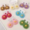 Sunflower Earrings with A High-end Feel Hand-woven Raffia Grass Earrings Fashionable Accessories