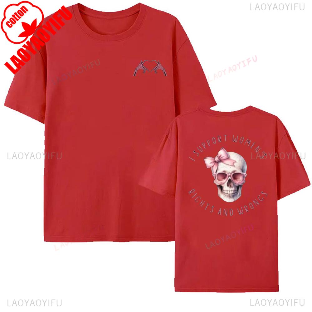 Feminist Rights Tshirt Doublesided Skull Gothic Halloween Shirt Wounisex Spooky Season Gift Tee Comfortable Cotton Vintage Design