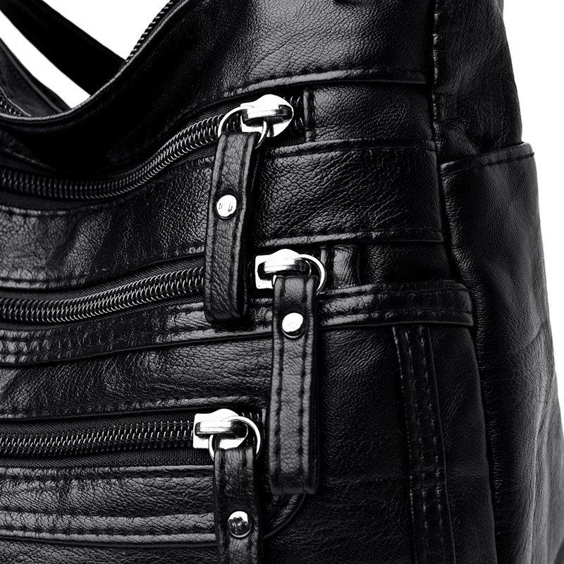 Women's Soft Leather Large Capacity Shoulder Bag Crossbody Bag for Middle-Aged Mother Bag