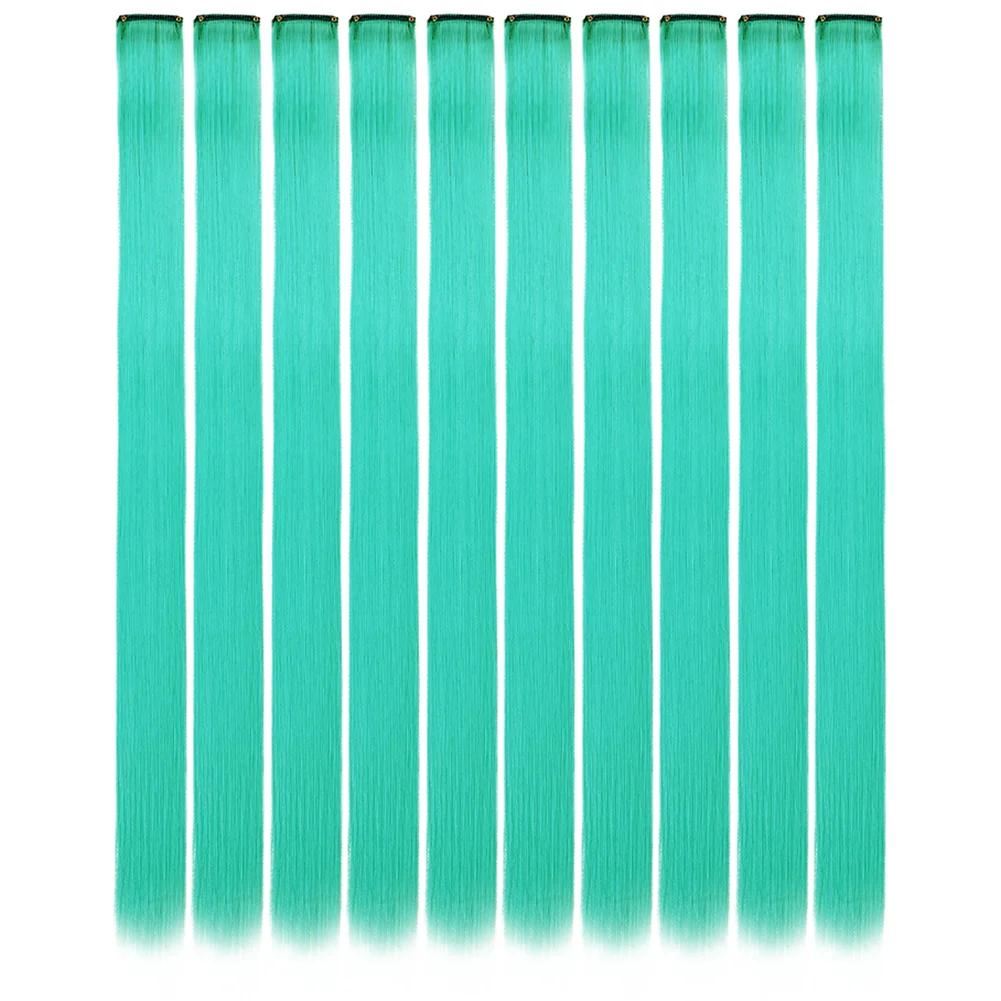 10 шт./упак. Цветные накладные пряди для вечеринки, заколки для волос для девочек, 18 дюймов, омбре, прямые, синтетические 2027