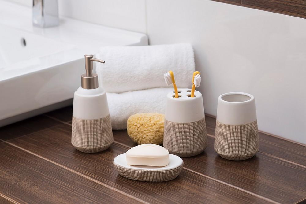 AWD INTERIOR Isana 1441 white beige stoneware toilet brush