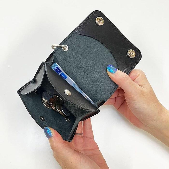 Tochigi Leather Tracker Wallet W-Flap Short Size Black