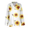 Women's Fashion Leisure Long Sleeve V Neck  Flower Printing  Top