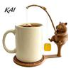 Whimsical Garden Decor Fishing Friends Tea Bag Holder, Cute Resin Teabag String Keeper, Animal Decorative Rest Decor, Fun Kitchen Counter Accessory,