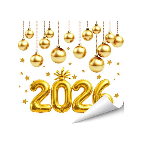 1/2 листа Наклейка на окно к Новому 2026 году Съемная Водонепроницаемая Статическая Наклейка на стекло С Новым годом Праздничное Фестивальное Украшение Декаль