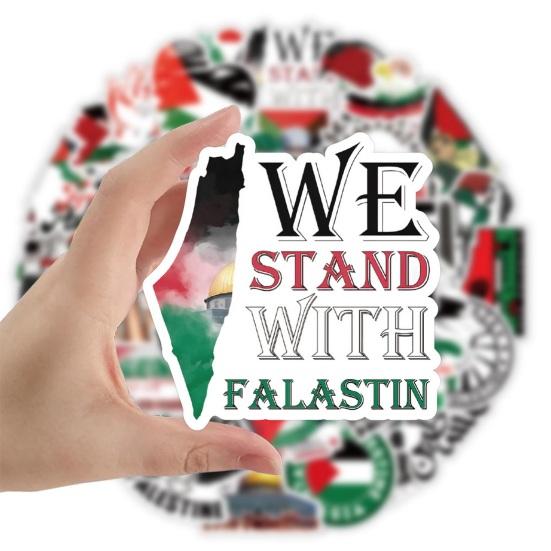 50Pcs Free Palestine Stickers Cool Waterproof Vinyl Decal for Adults Teens Kids Cartoon Graffiti Sticker for Water Bottle Bike