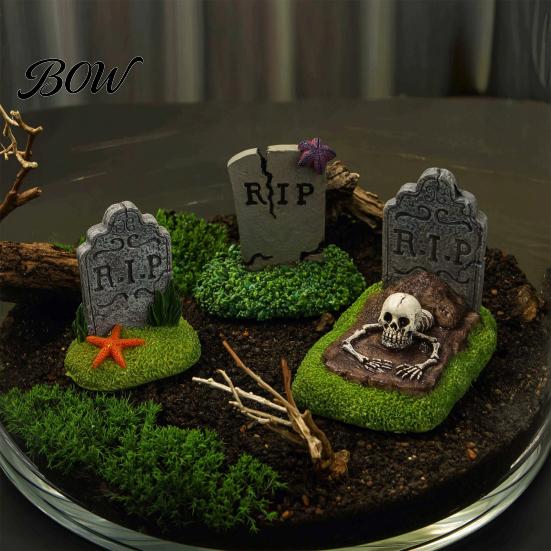 Spooky Garden Ornaments Halloween Tombstones Yard Signs, Realistic Graveyard Outdoor Creepy Accessories Lawn Decorations for Horror Party Decoration