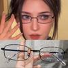 Harajuku Metal Square Frame Glasses Y2K Women's Retro Small Glasses Girls Japanese Glass Eyewear Decorative Anti-blue Eyeglasses