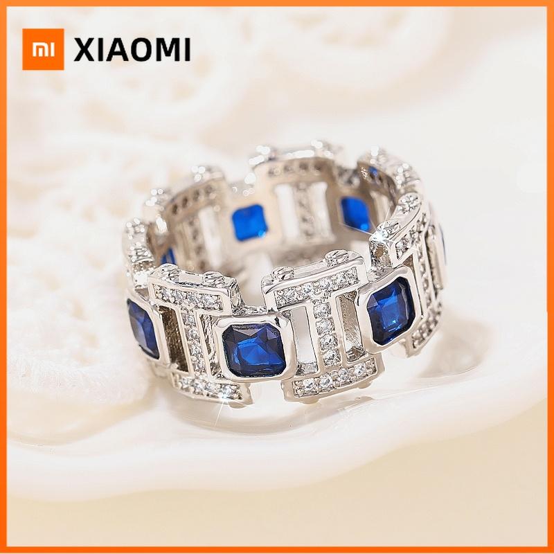 Xiaomi Huitan Кольца Женские с Синим Фианитом Стиль Темперамент Роскошный Серебристый Цвет Современная Мода Женские Аксессуары Повседневная Носка Шикарные Украшения