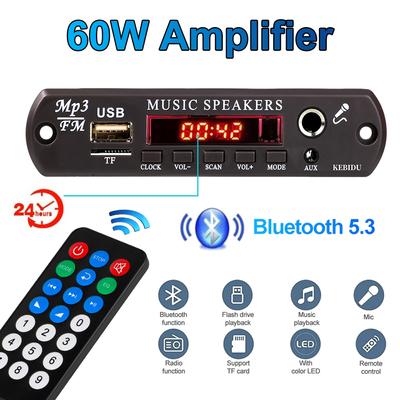 DC 12 В Bluetooth 5,3 MP3 WMA APE декодер плата 60 Вт усилитель часы дисплей время 6,5 мм разъем для микрофона USB TF FM радио автомобильный Mp3-плеер