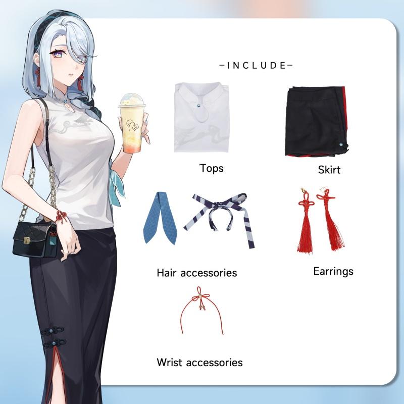 Polyester Fabric Genshin Impact Amber Tea Collaboration Cosplay Costume Elegant And Charming Anime Game Clothing