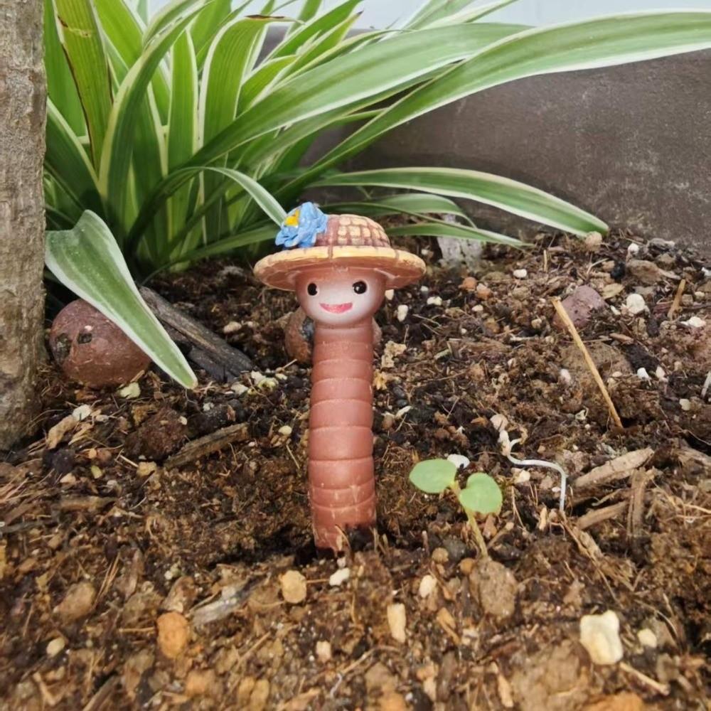 3PCS/SET Resin Earthworm Flowerpot Decoration Realistic Earthworm Ornaments Succulent Plants