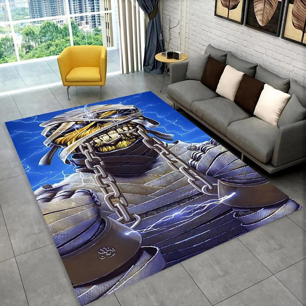 3D I-Iron-M-Maidens Metal Music Rug Carpet for Living Room Bedroom Decor,kids Play Non-slip Decoration for Sofa Doormat Gift