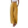 Large Size Trousers Women's Cotton Linen Pants Elastic Waist Loose Casual Pocket Drawstring Wide Leg Pants