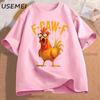 Funny FCawF Chicken Graphic T Shirts Farm Animal T Shirt Cotton Short Sleeve Crewneck Tshirt Male Clothes Streetwear Tops