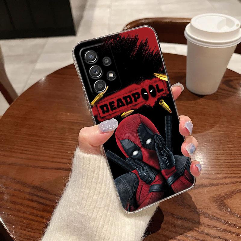 Marvel Дэдпул Смешной Прозрачный Чехол Для Samsung Galaxy A57 A37 A56 A36 A55 A54 A35 A26 A07 A17 A16 A06 A36 A15 Мягкий Чехол Дэдпула