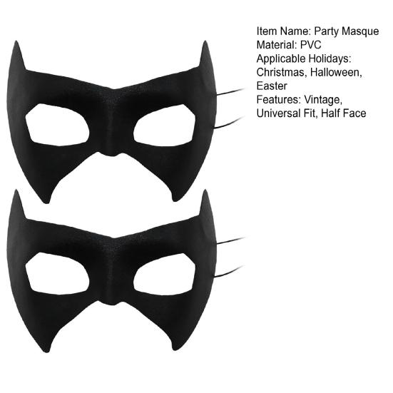 2 Pcs Party Masque Black DIY Retro Party Masque Breathable Half