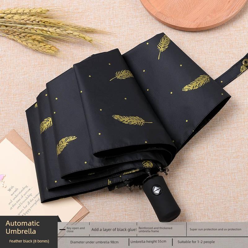 Automatic Umbrella Ins Style Men's and Women's Dual-Use Black Glue Sun Umbrella Sun Protection UV Protection Folding Sun Umbrella