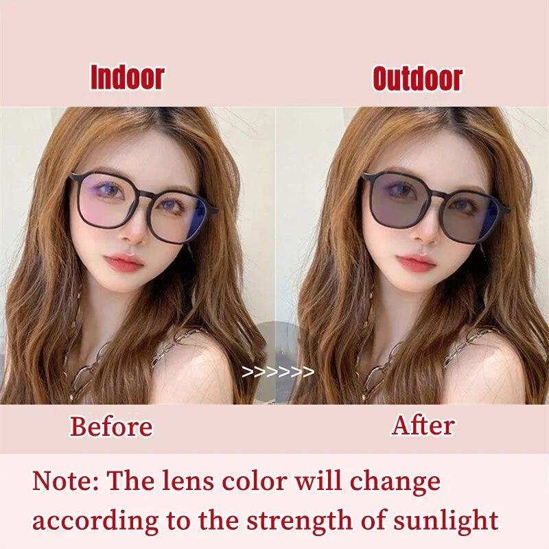 Модные фотохромные очки для мужчин и женщин, квадратные очки для близорукости, уличные изменяющие цвет очки для близорукости
