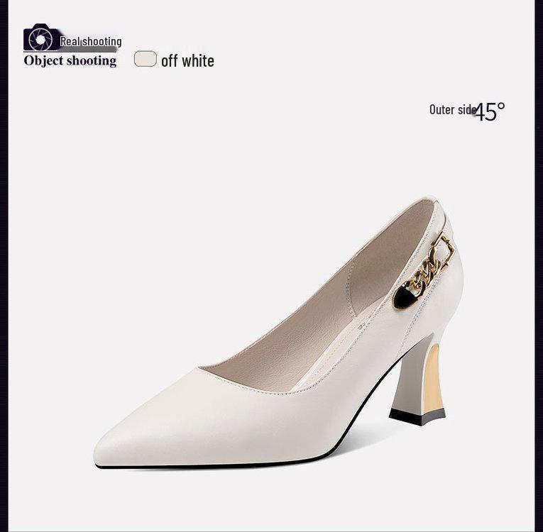 Черные кожаные туфли с острым носком и массивным каблуком - Коллекция Весна 2025: Универсальные, Профессиональные Женские Туфли на Высоком Каблуке