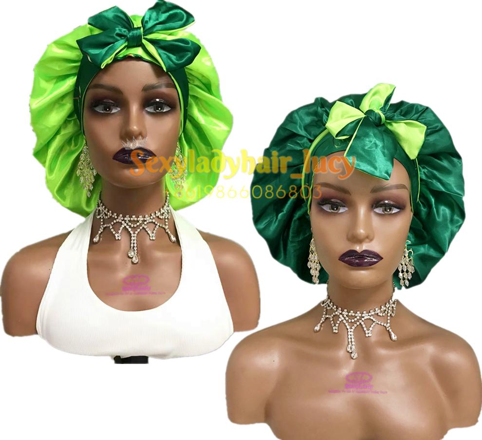 FREE SAMPLE Satin Bonnets Sleeping Caps Double Layer Women Silk Durags Head Tie Headband Designer Hair Bonnet With Custom logo