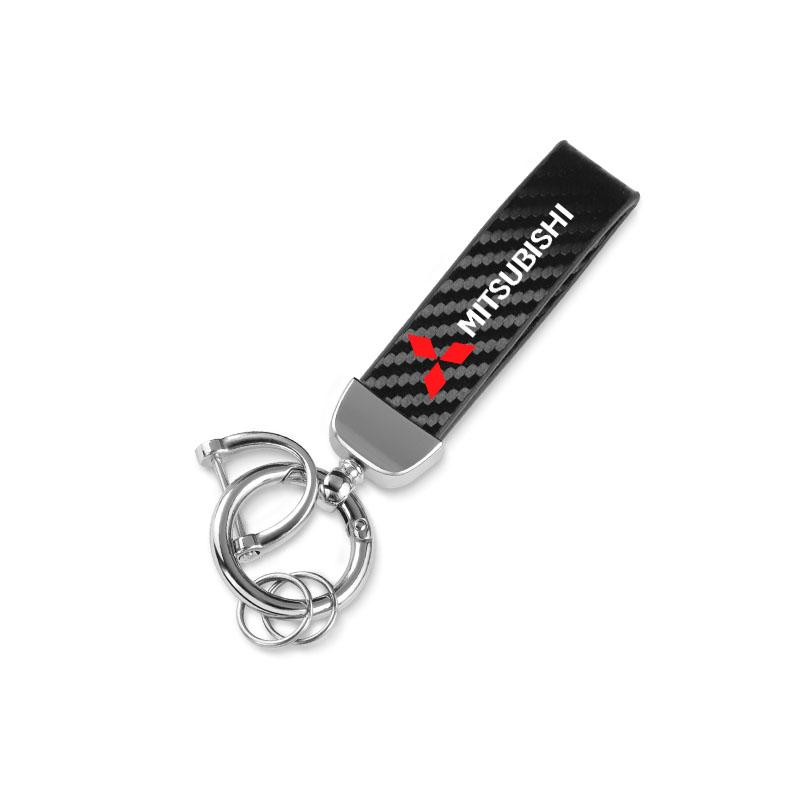 Carbon Fiber Texture Car Key Chain Ring Auto Keychain For Mitsubishi Lancer Outlander Pajero ASX Colt I200 Space Delica Triton