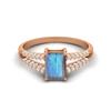 7X5MM Octagon Labradorite Gemstone 925 Sterling Silver Rose Plated Solitaire Split Shank Women Wedding Ring