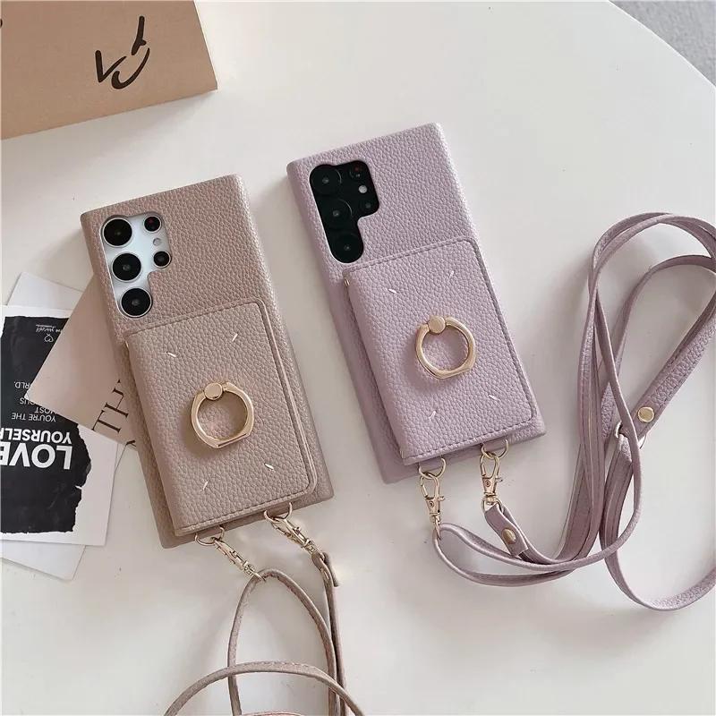 Кожаная сумка через плечо с держателем для карт Чехол для телефона для Samsung Galaxy S23 FE S24 Ultra S22 Plus A13 A22 A33 A14 A24 A34 A53 A54 Чехол