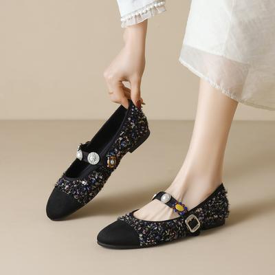 Weiwei girl 2025-38 нежные маленькие ароматные туфли Мэри Джейн на плоской подошве с пряжкой в тон, балетки с мягкой подошвой