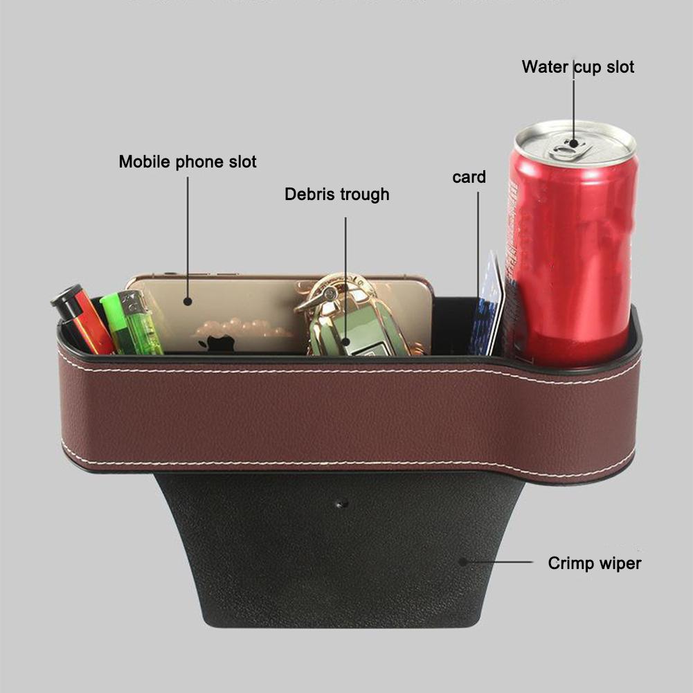 2PCS Leather Car Seat Storage Box Phone Keys Organizer Auto Seat Crevice Storage Filler Munti-functional Auto Organizer