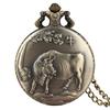 Vintage Bronze Chinese Zodiac Rat/Ox/Tiger/Rabbit/Dragon/Snake/Horse/Sheep/Monkey/Rooster/Dog/Pig Quartz Necklace Pocket Watches