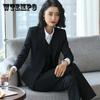 2Pcs Black Blazer Suit Women's Formal Business Wear Workwear Temperament Fashion Simple Blazer Suit Blazer + Suit Pants