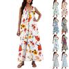 Женская Мода Повседневная А-силуэт Цветочный Принт Эффект Молотка Свободная Длинная Юбка с Карманами