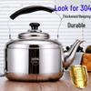 Чайник из нержавеющей стали 304 со свистком для газовых и индукционных плит, большой емкости, безопасен для открытого огня.