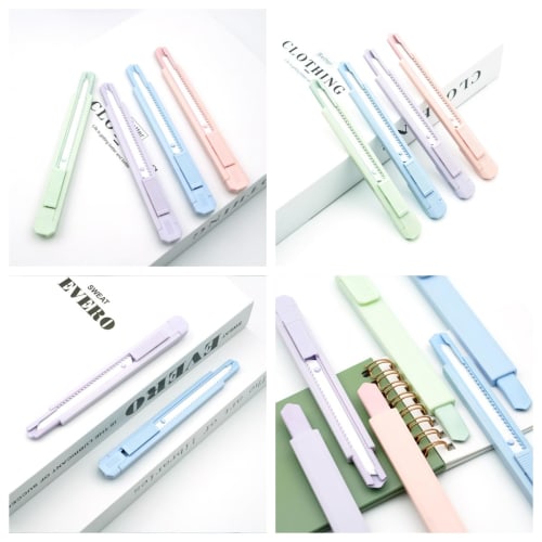 aninako Ceramic Cardboard Cutter, 5.7" x 0.6" x 0.6" (13.8 x 1.2 x 1.6 cm), Magnetic Mini Cutter with Automatic Retractable Keychain Hole, Portable fo