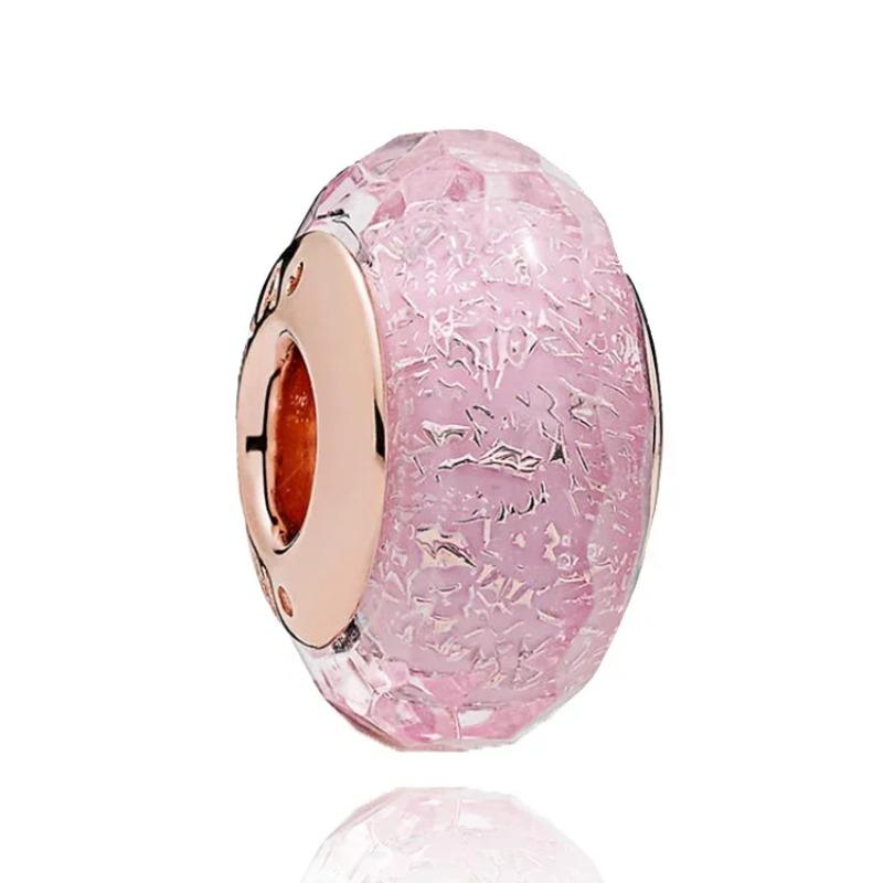 925 Silver Colored Flower Leaf Cosmic Rainbow Murano Glass Charms Beads Fit DIY Bracelet Women Jewelry Gift