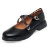 Spring Versatile Breathable Women Mary Jane Shoes Low Heel Buckle Strap Round Toe  Party Dance Soft Leather Single Shoes