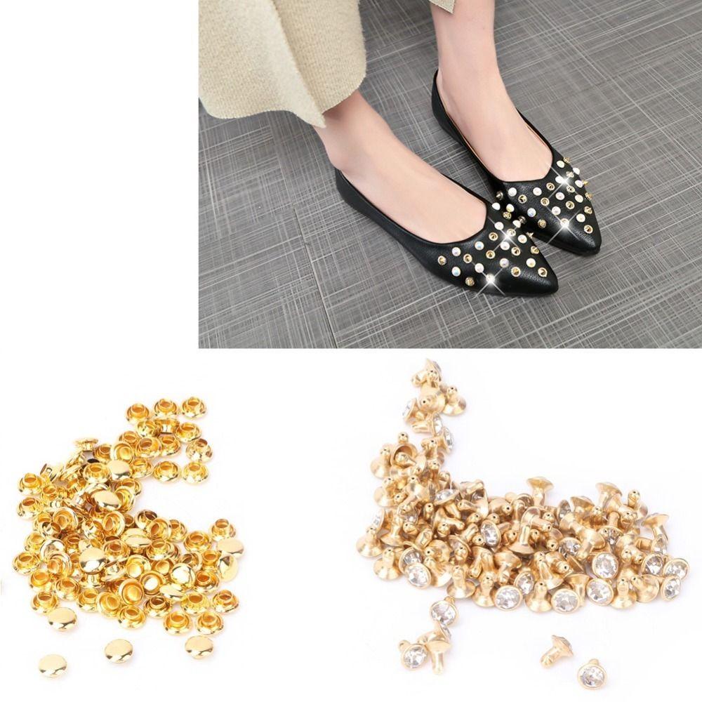 100pcs Silver & Gold Leathercraft Rivets 6mm & 7mm Double Cap Rivets  DIY Leather Craft