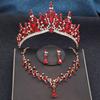 Red Tiaras and Crowns Bridal Jewelry Sets Tiara and Necklace Earrings Set for Party Bridal Wedding Dress Jewelry Sets