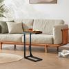 Narrow C-Shaped End Table Slim Couch Side Table Small Space Living Room Bedroom Rustic Slide Under Sofa Bed Skinny Snack TV Tray Table