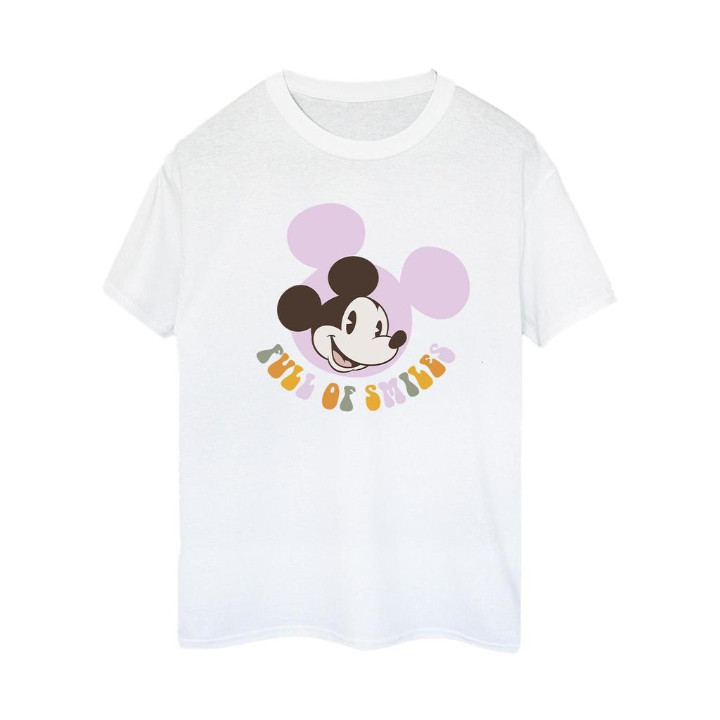 Disney Womens/Ladies Mickey Mouse Full Of Smiles Cotton Boyfriend T-Shirt