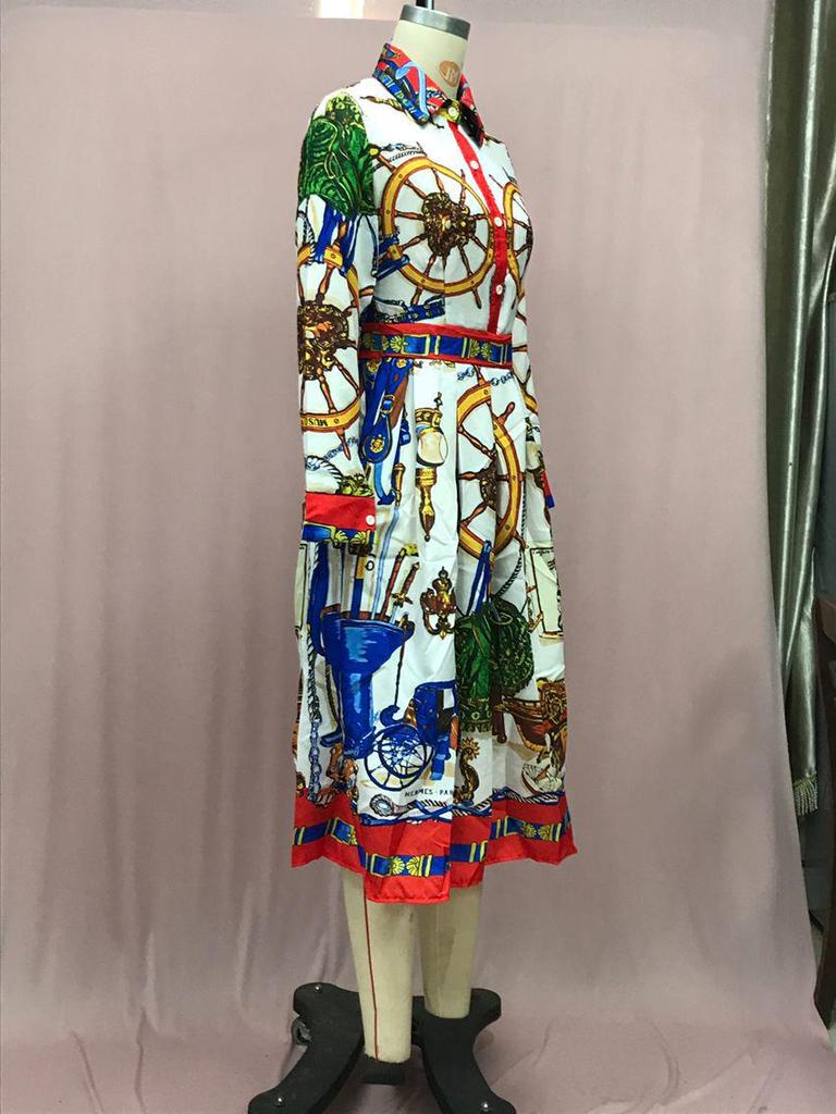 Variety of Colors and Sizes: Lapel High Waist A-Line Dress