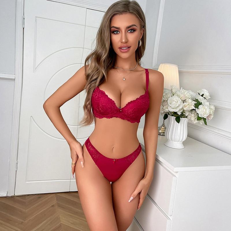 Julexy Женский комплект с бюстгальтером пуш-ап, сексуальное кружевное нижнее белье, бюстгальтер, краткий комплект, регулируемый бюстгальтер, нижнее белье, стринги, чашка B